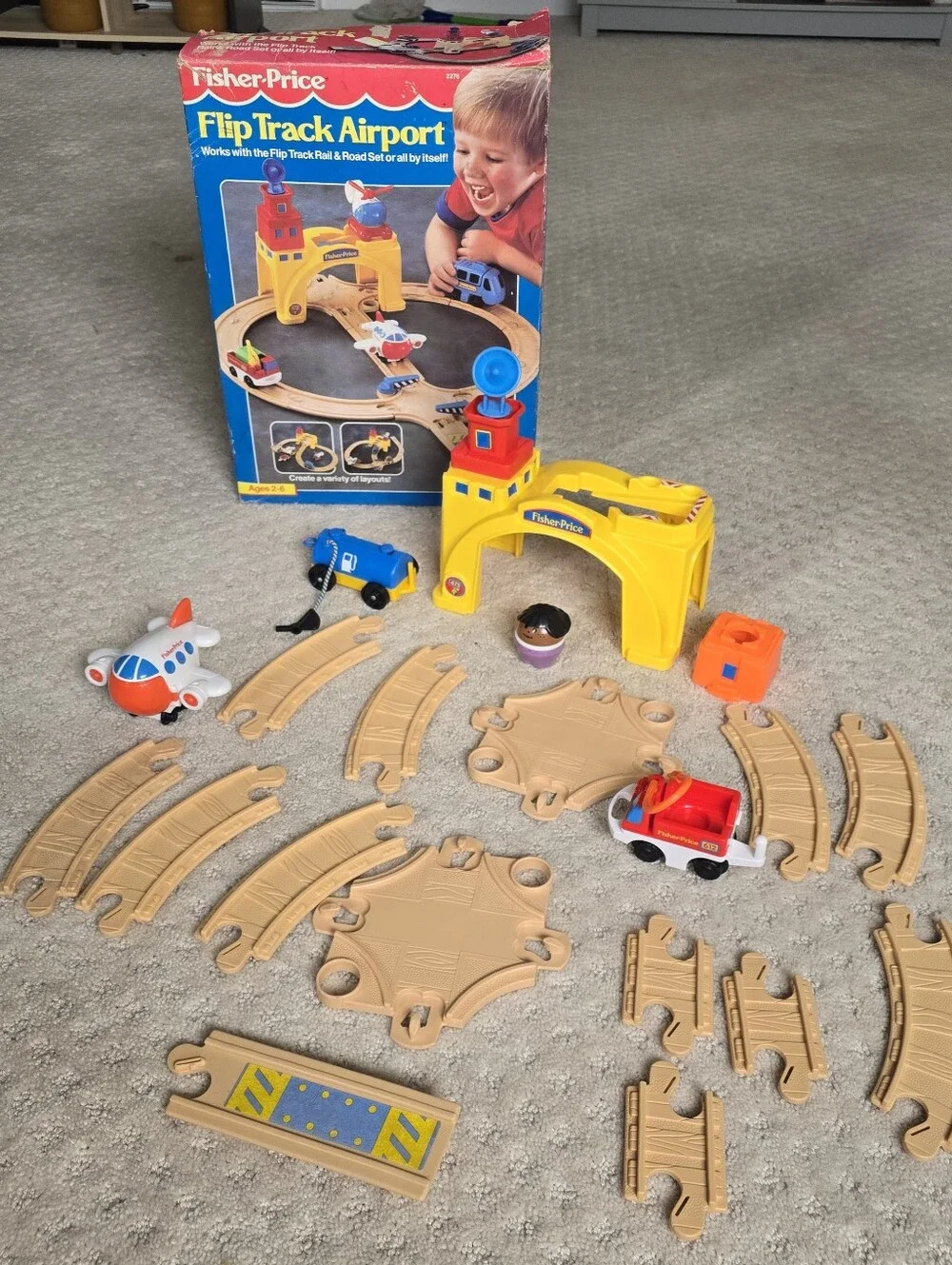 Fisher Price Flip Track Airport 1991 Replacement Pieces. NOT COMPLETE SET